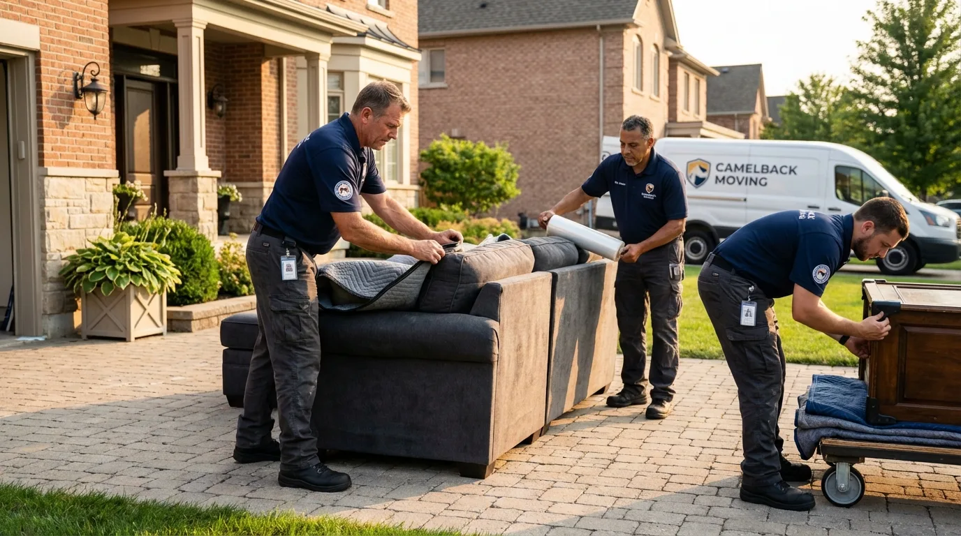 Large estate moving crew wrapping furniture in Mannford, OK
